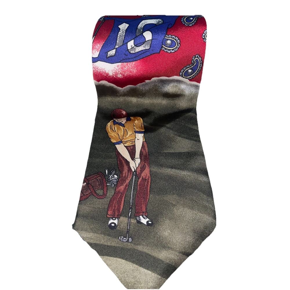 7th Avenue Men’s Neck Tie Golfer 100% Silk Imported